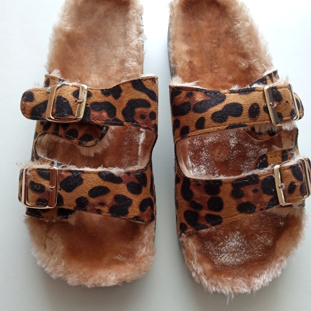 Sandal, Faux Fur Lined Molded Footbed Slide in